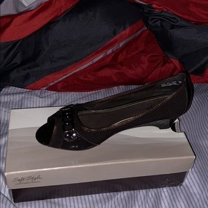 Brown Open Toe Wedge